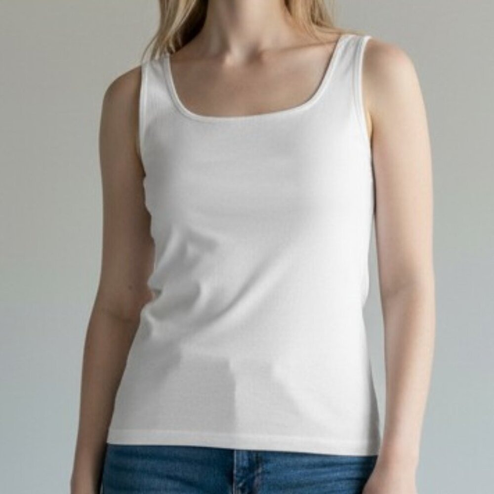White House Black Market Tank Top Womens XS White Scoop Neck Stretch Camisole